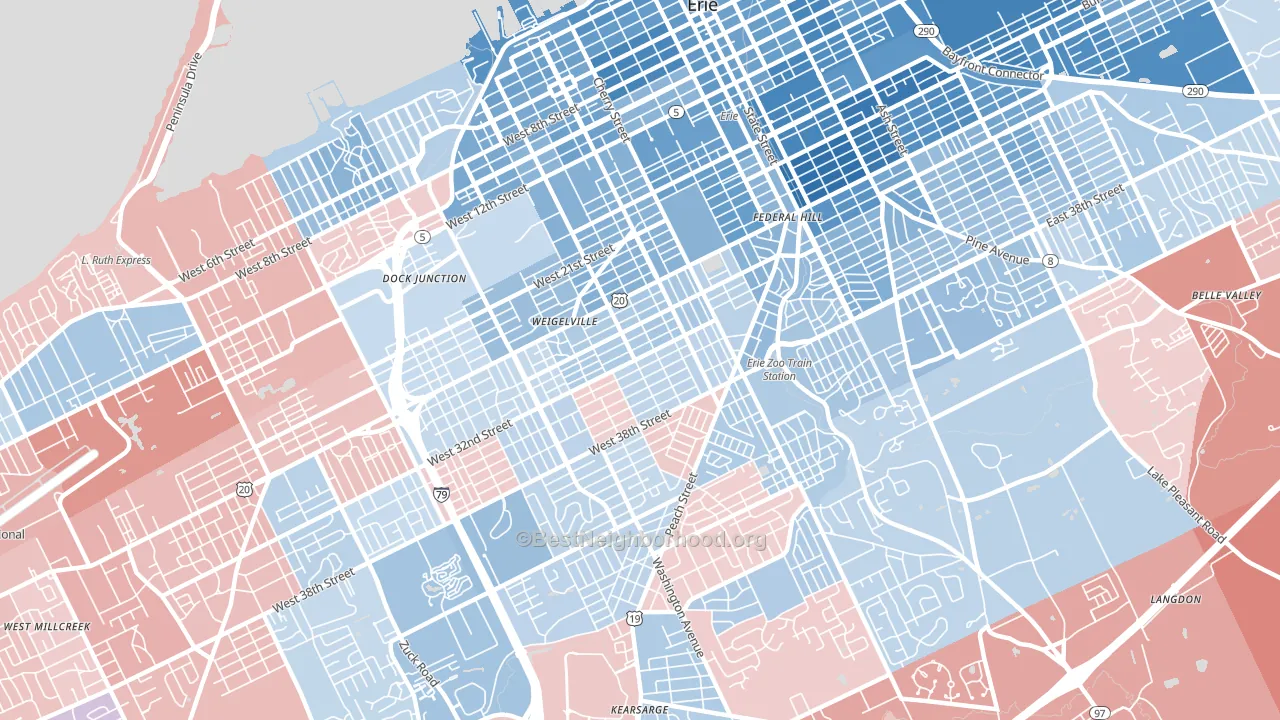 16508, PA block-group political-lean map