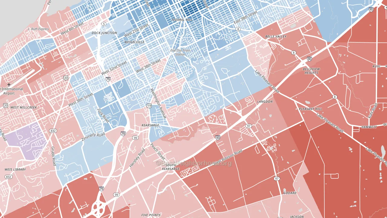 16509, PA block-group political-lean map