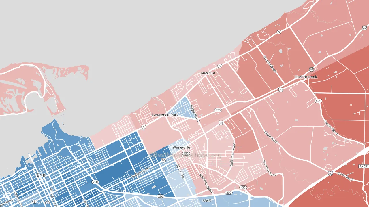 16511, PA block-group political-lean map