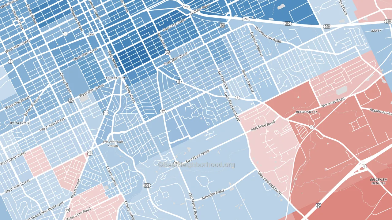 16546, PA block-group political-lean map