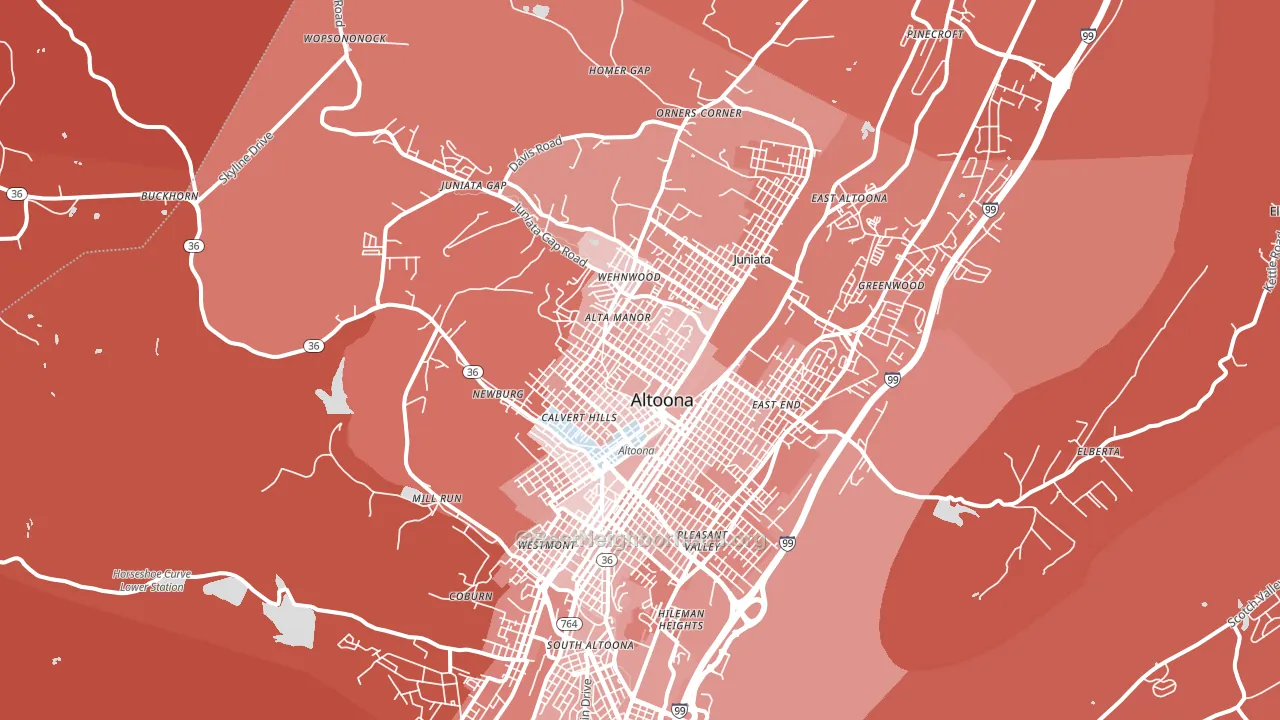 16601, PA block-group political-lean map
