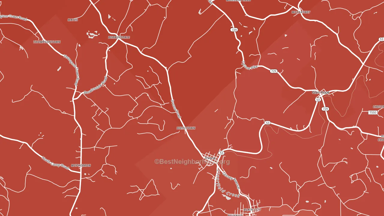 16656, PA block-group political-lean map