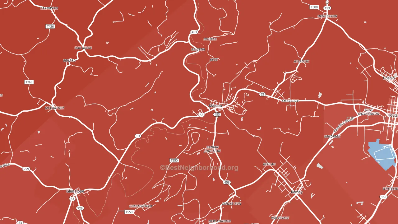 16661, PA block-group political-lean map