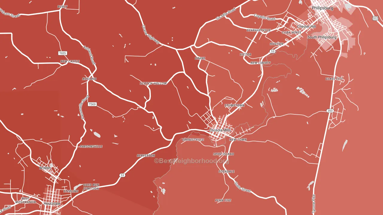 16666, PA block-group political-lean map