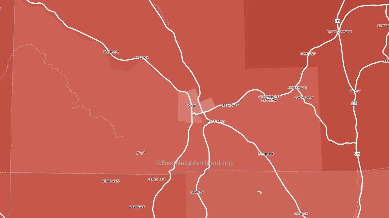 16735, PA block-group political-lean map