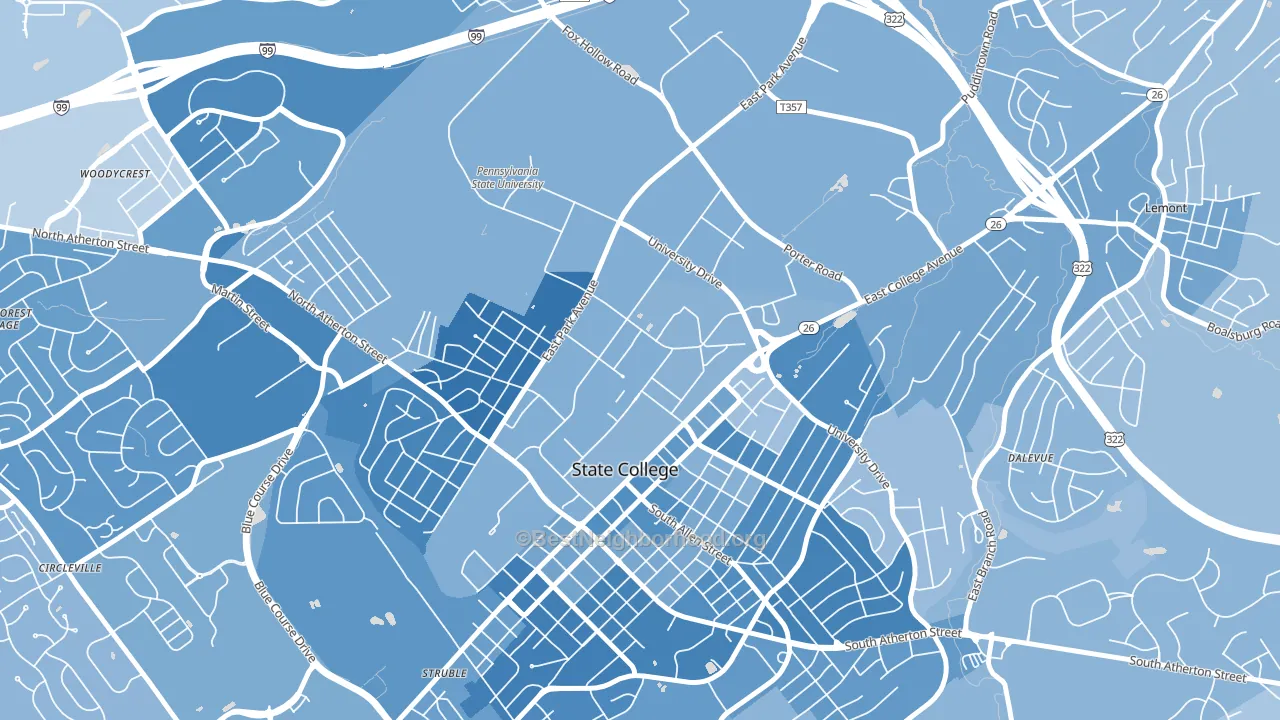16802, PA block-group political-lean map