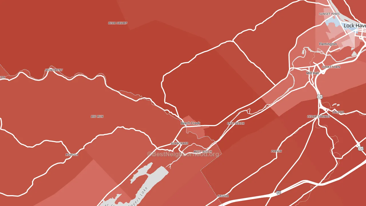 16822, PA block-group political-lean map