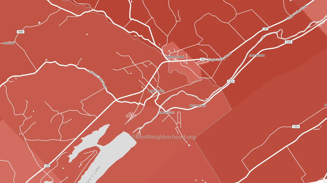 16826, PA block-group political-lean map