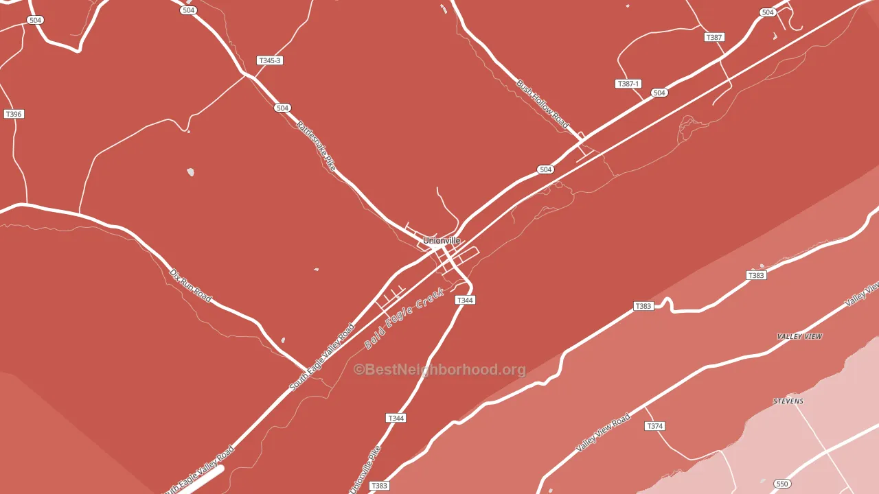 16835, PA block-group political-lean map
