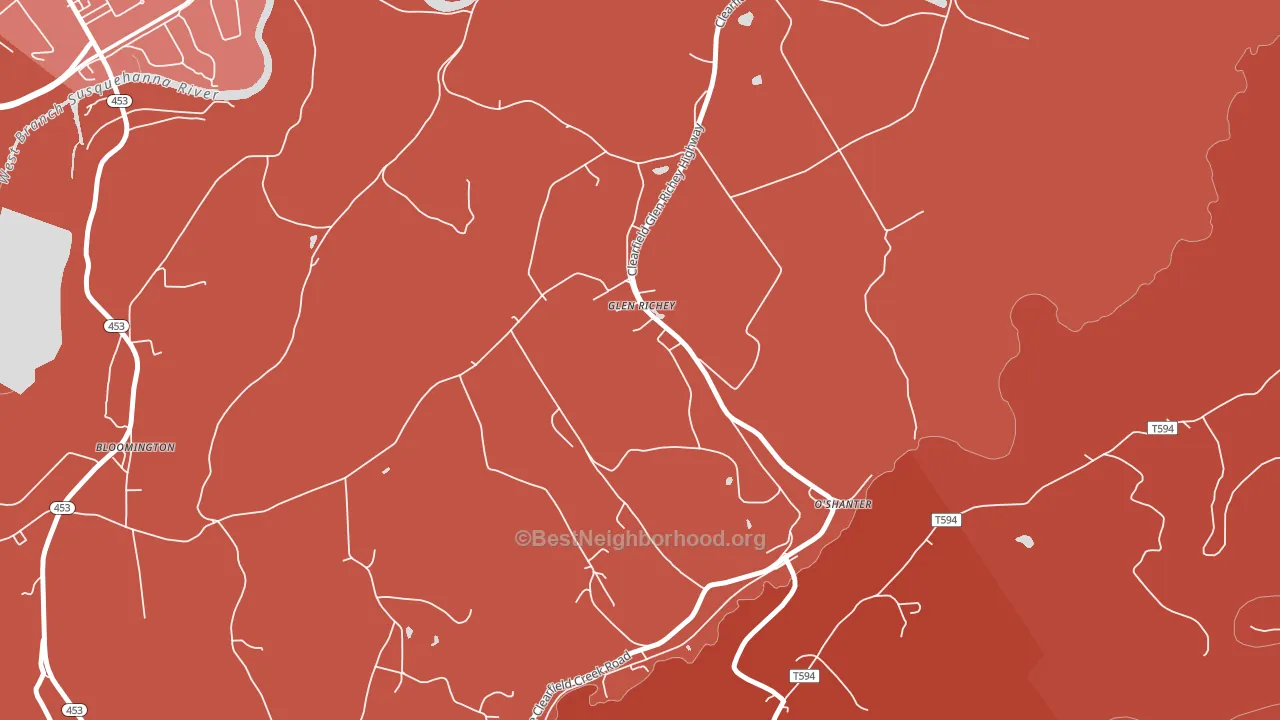 16837, PA block-group political-lean map