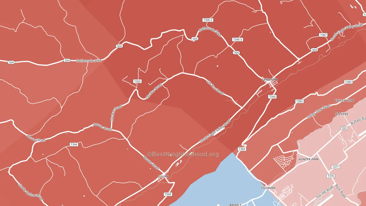 16844, PA block-group political-lean map