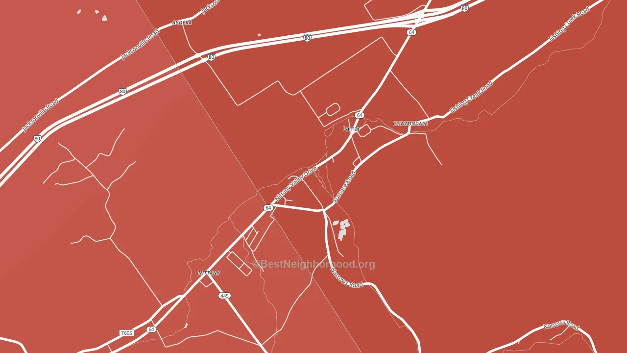 16848, PA block-group political-lean map