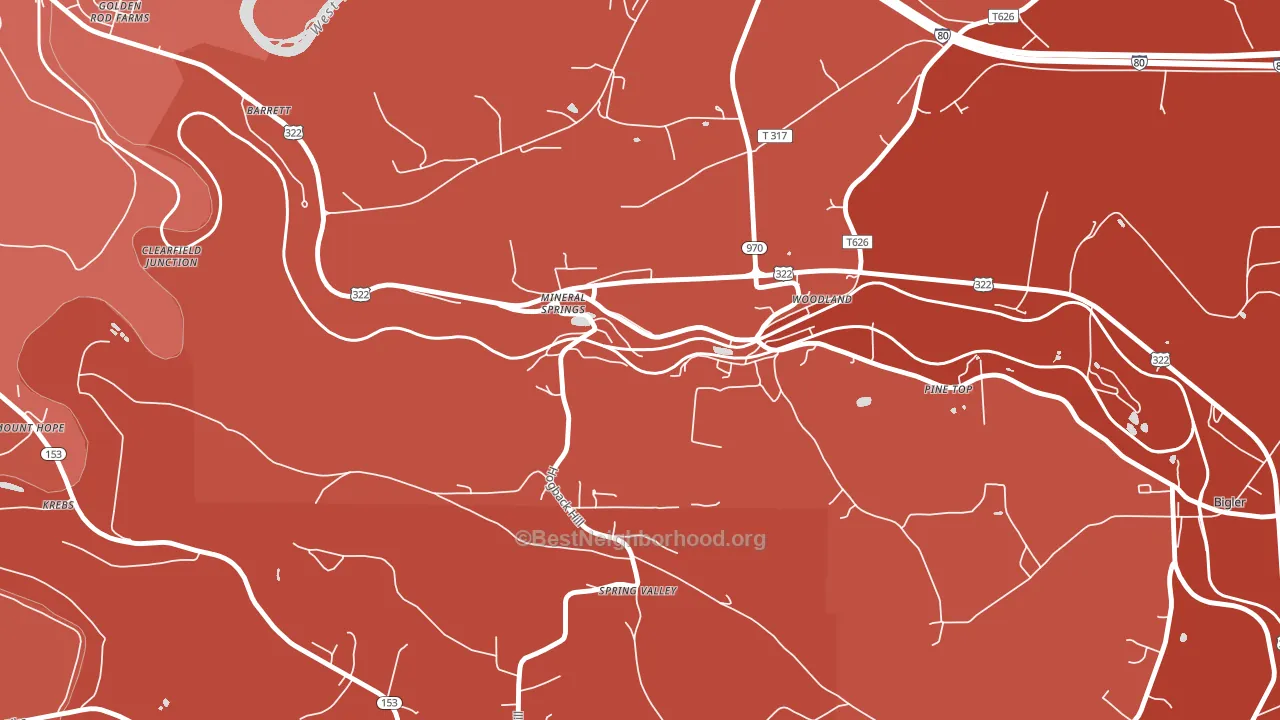 16855, PA block-group political-lean map