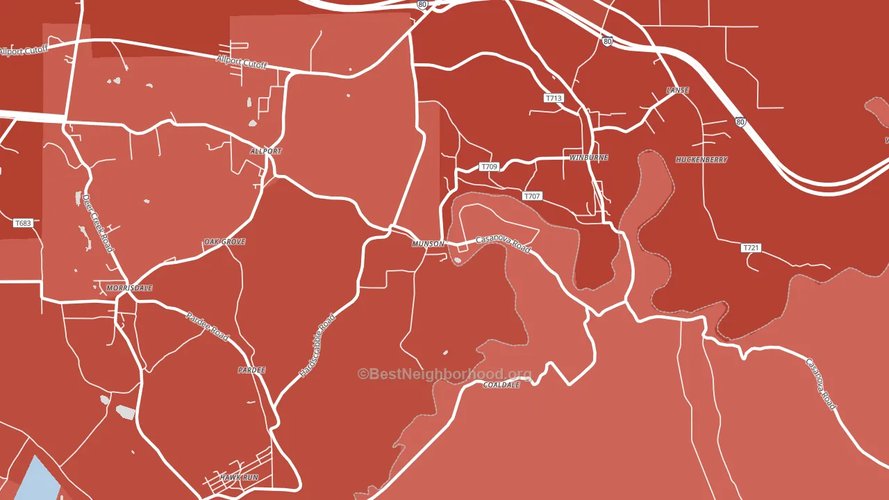 16860, PA block-group political-lean map
