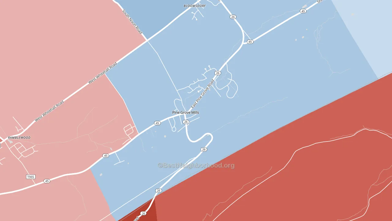 16868, PA block-group political-lean map