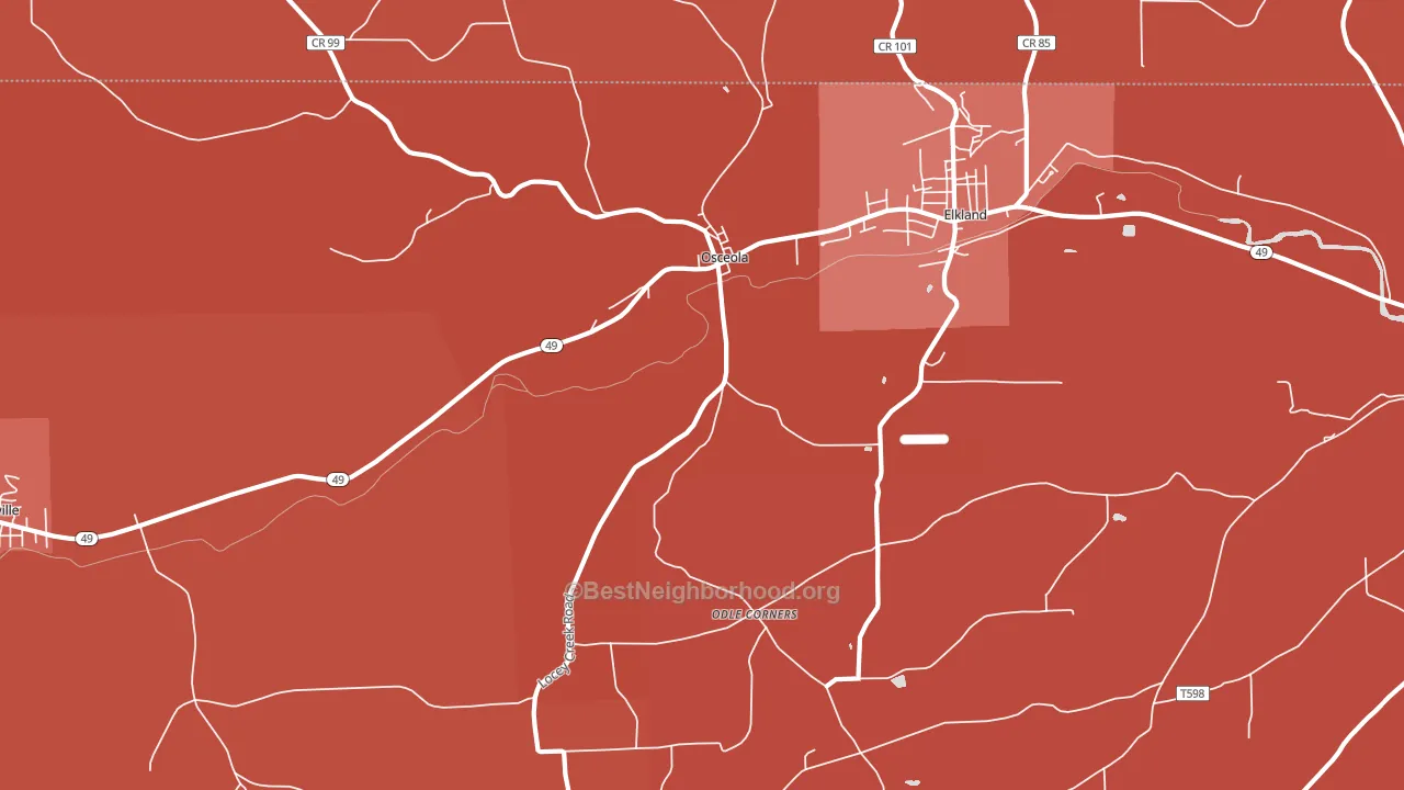 16942, PA block-group political-lean map