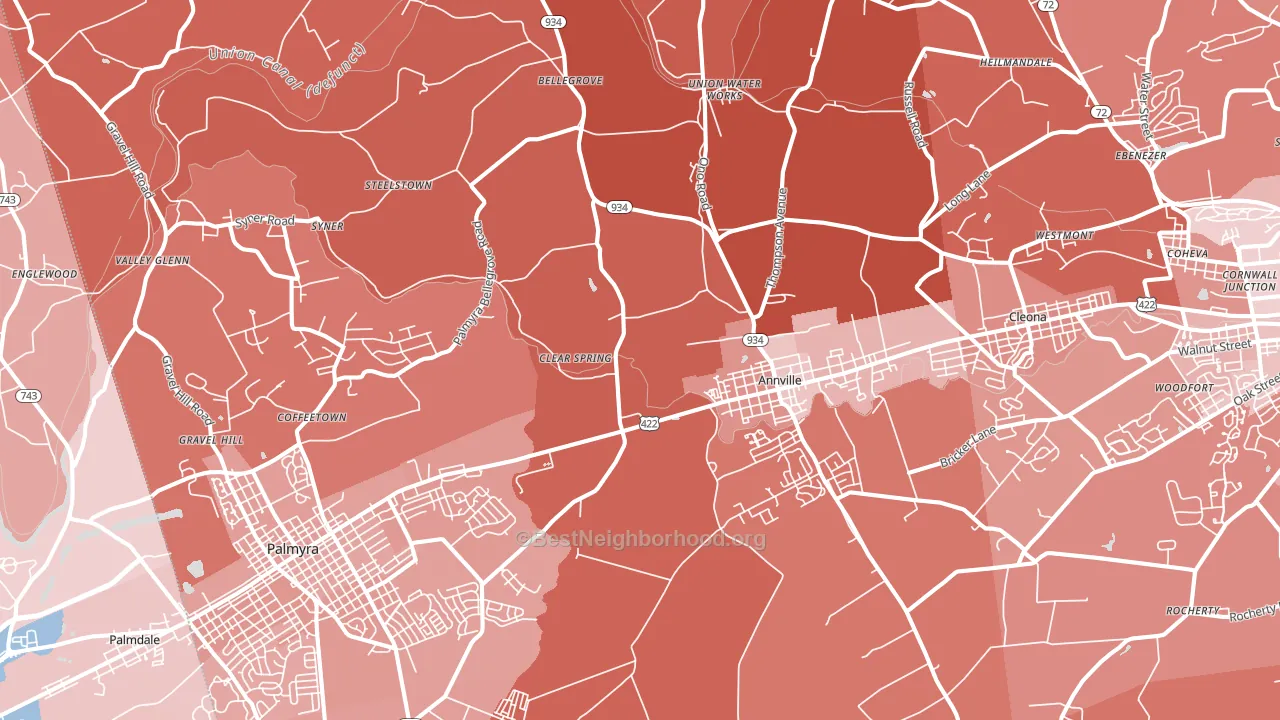 17003, PA block-group political-lean map