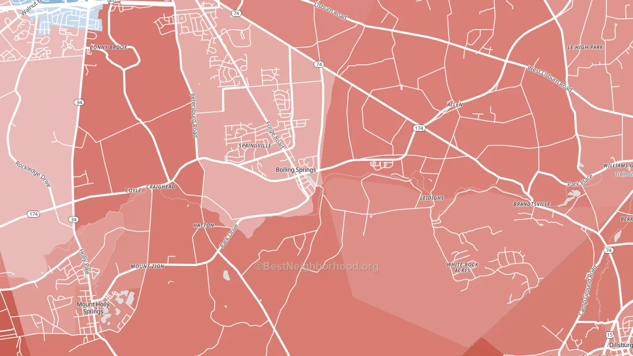 17007, PA block-group political-lean map