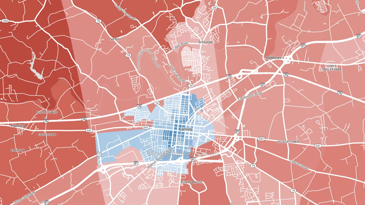 17013, PA block-group political-lean map