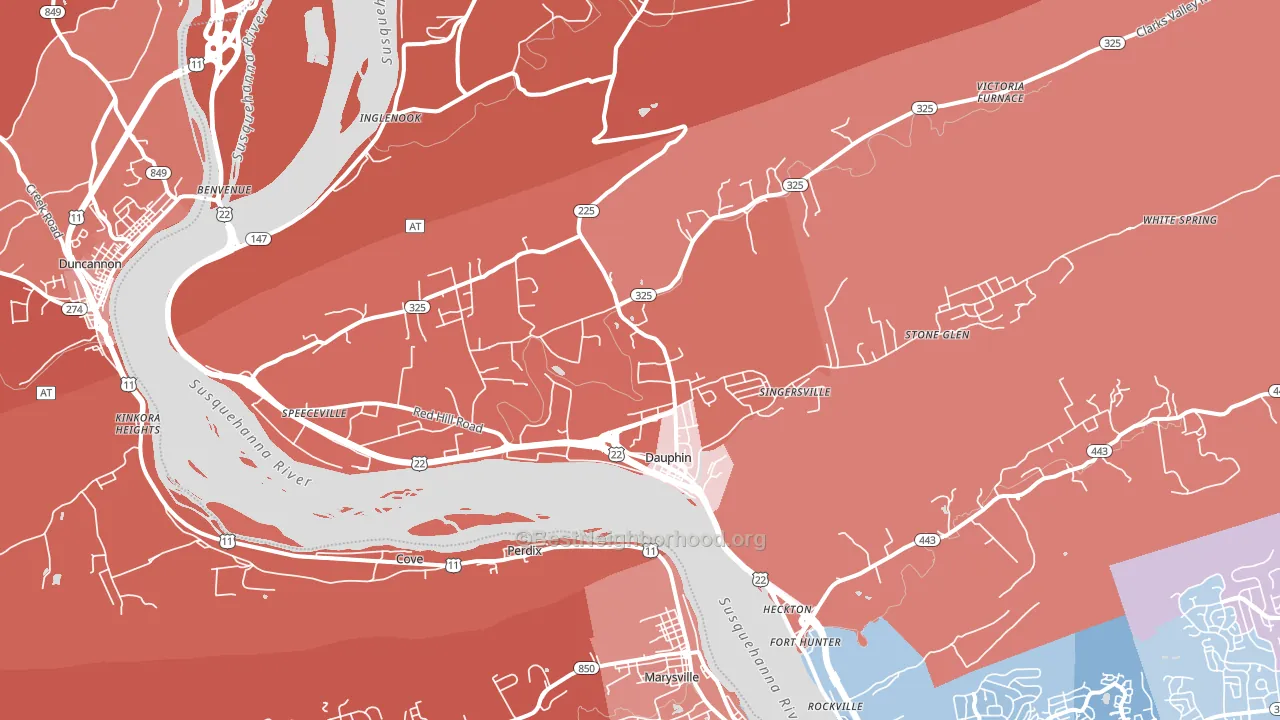 17018, PA block-group political-lean map