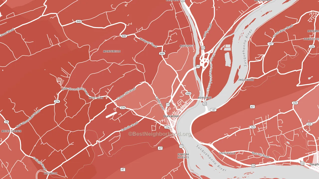 17020, PA block-group political-lean map