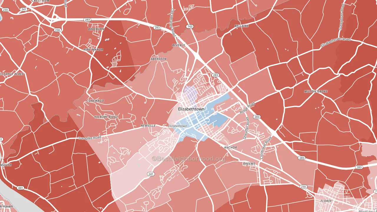 17022, PA block-group political-lean map