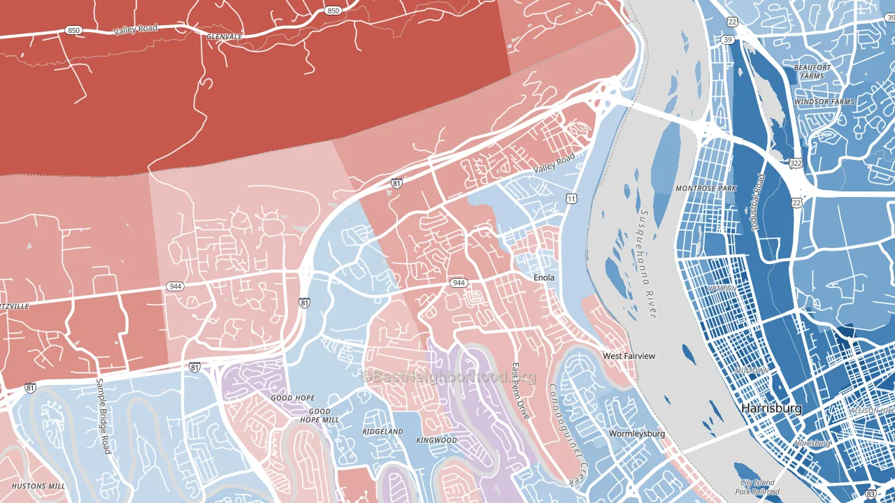 17025, PA block-group political-lean map