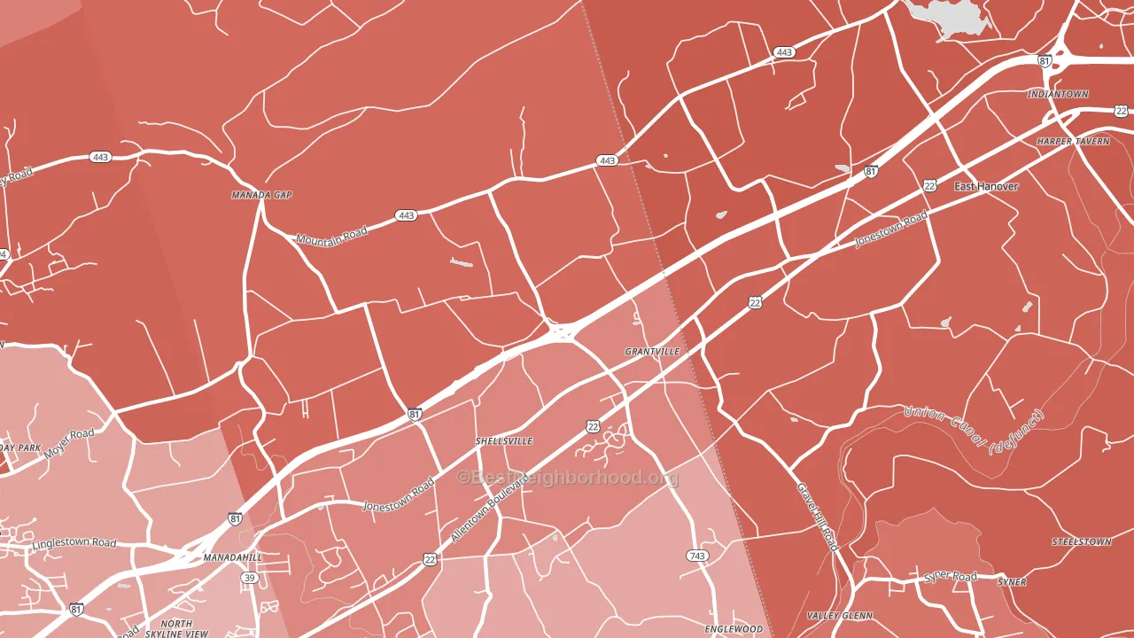 17028, PA block-group political-lean map