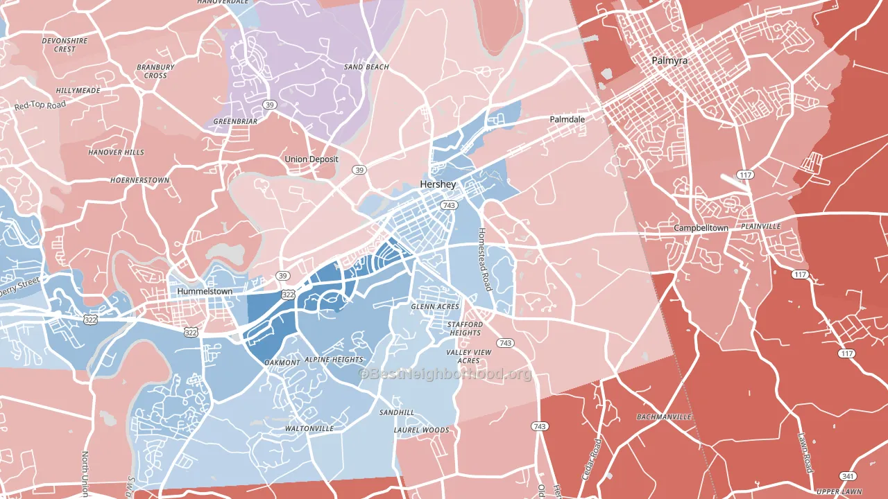 17033, PA block-group political-lean map