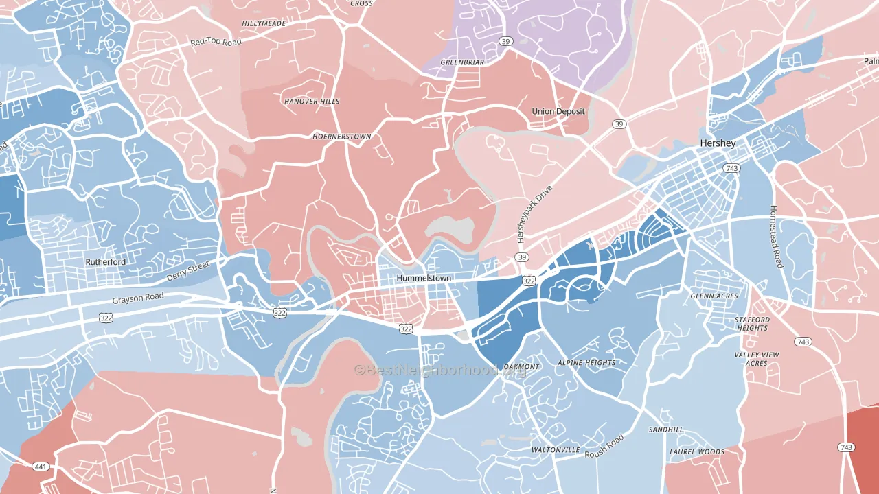 17036, PA block-group political-lean map