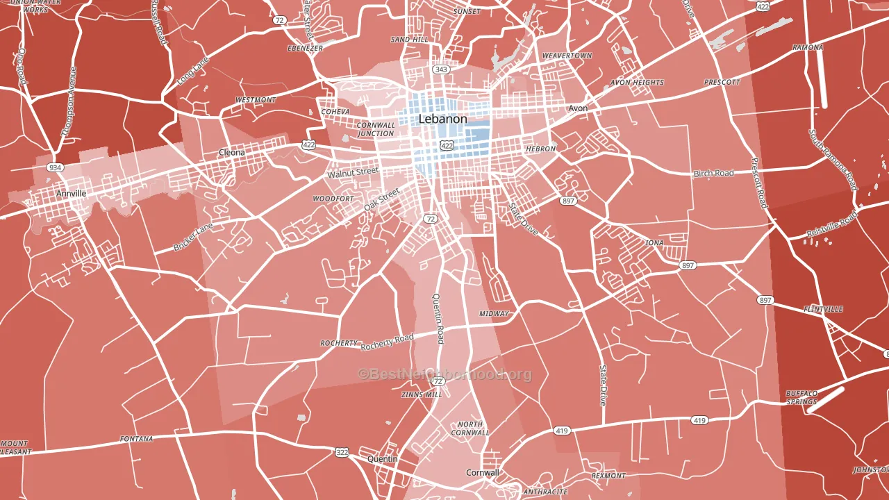 17042, PA block-group political-lean map