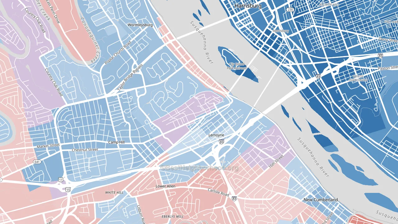 17043, PA block-group political-lean map