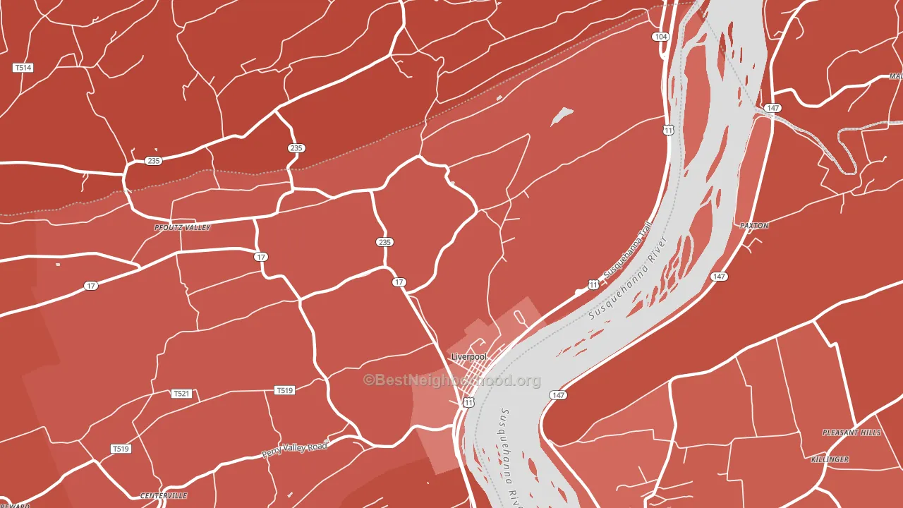 17045, PA block-group political-lean map
