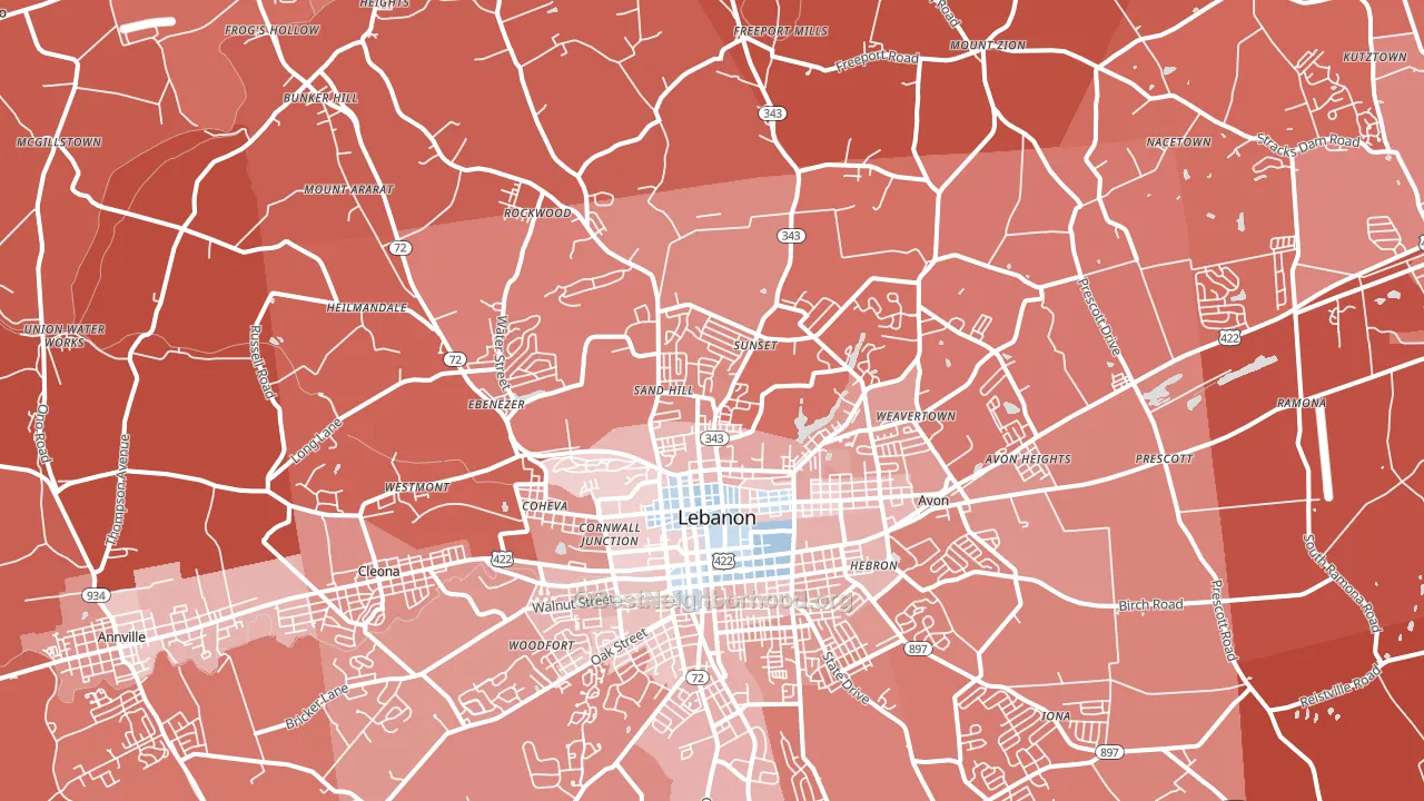 17046, PA block-group political-lean map