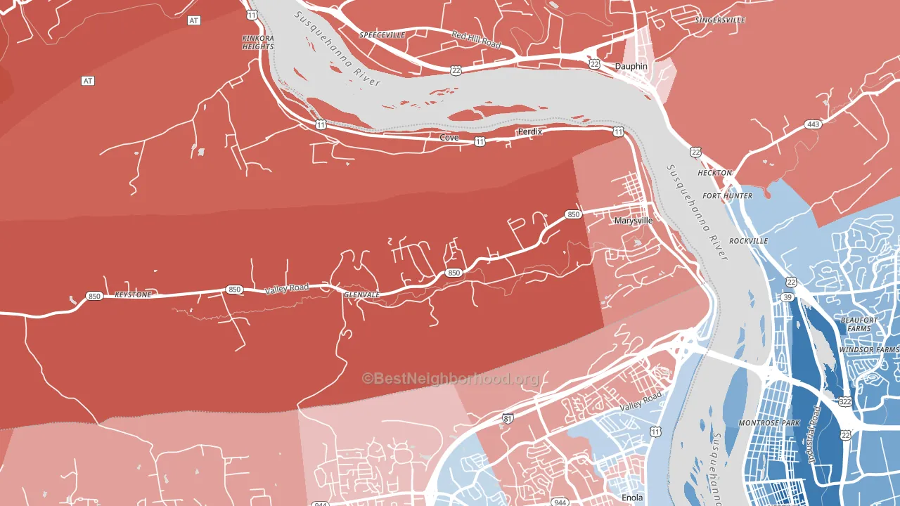 17053, PA block-group political-lean map