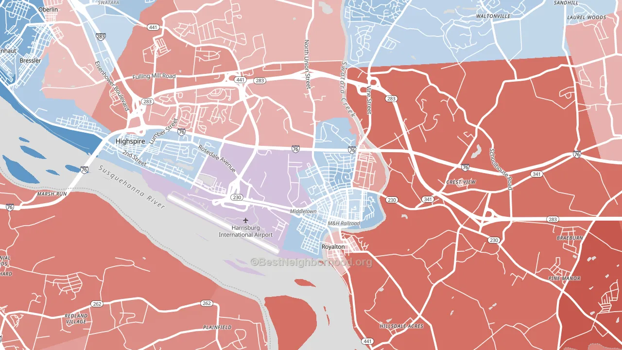 17057, PA block-group political-lean map
