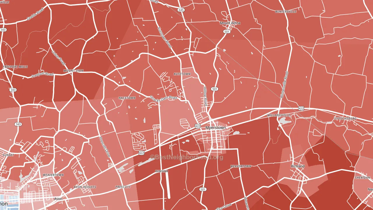 17067, PA block-group political-lean map