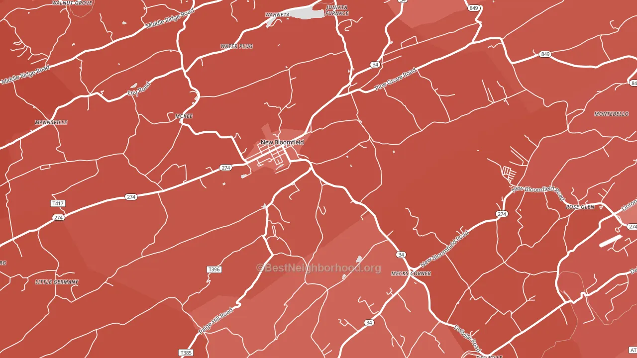 17068, PA block-group political-lean map