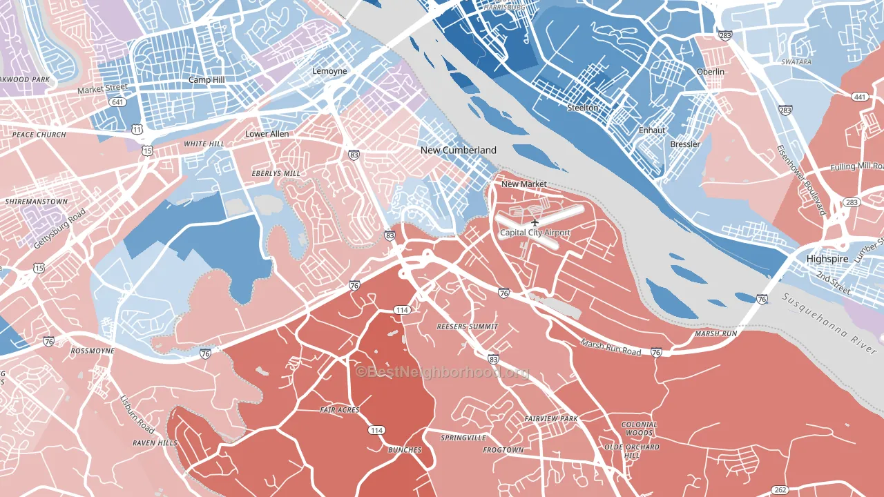 17070, PA block-group political-lean map