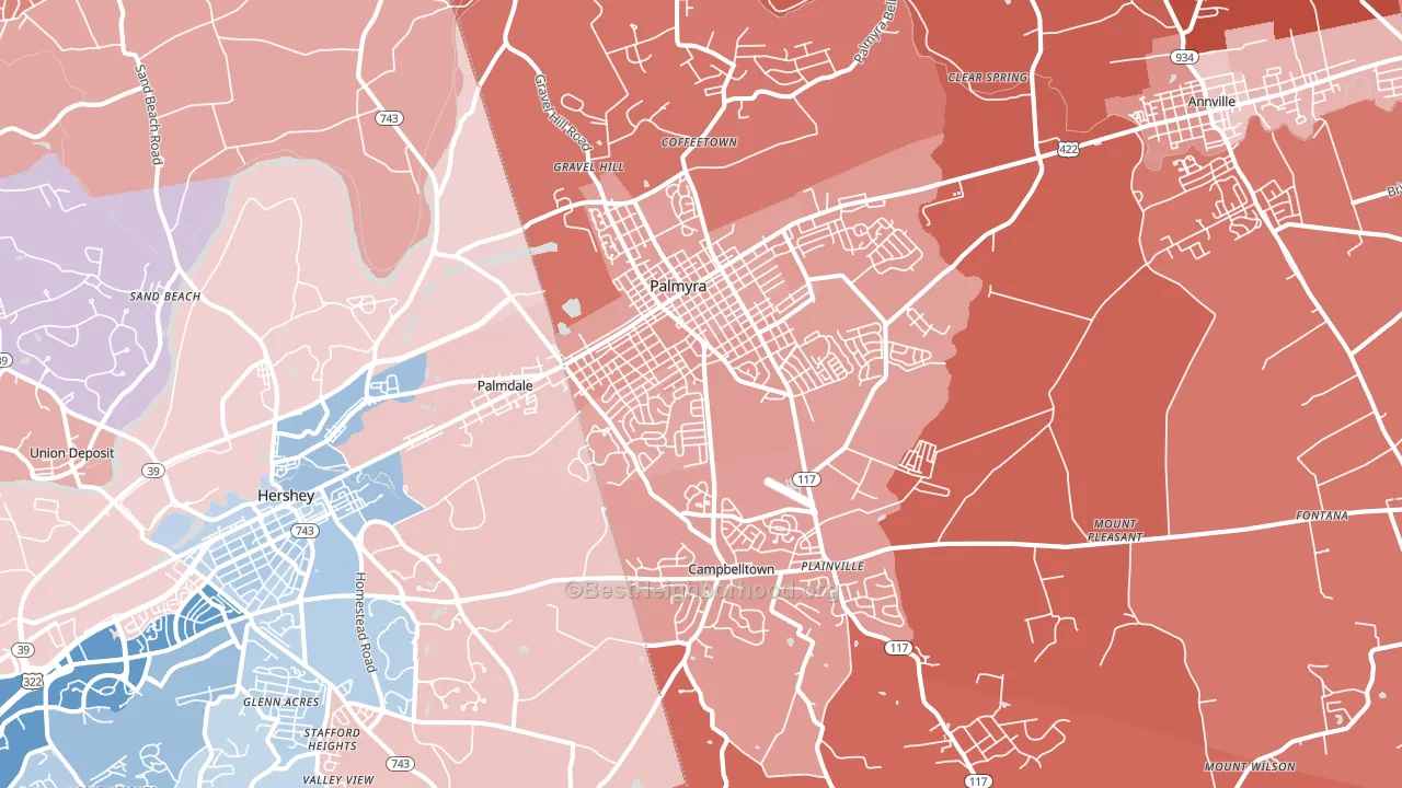 17078, PA block-group political-lean map