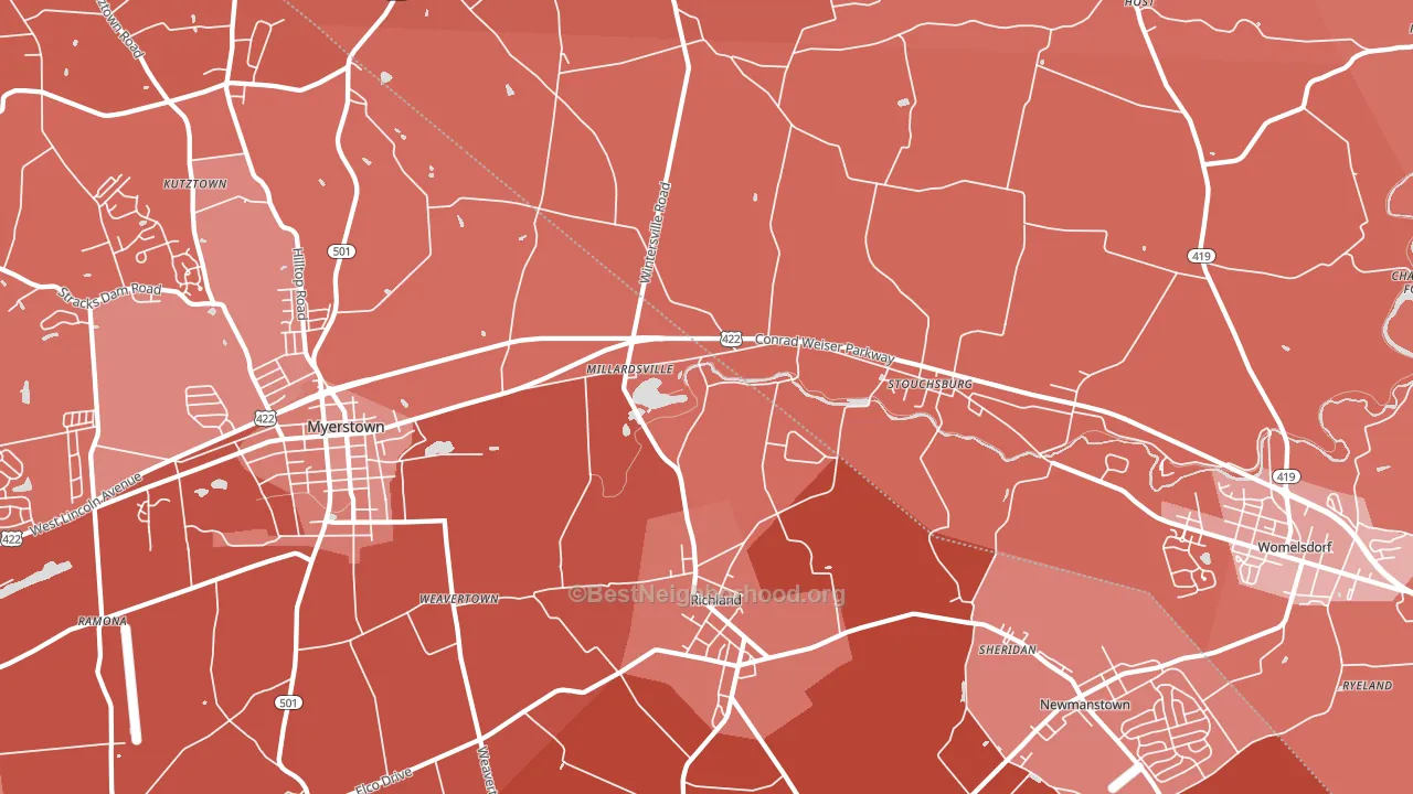 17087, PA block-group political-lean map