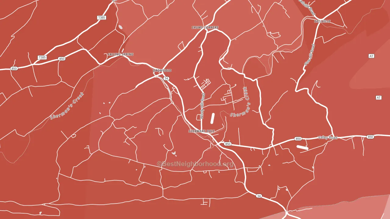 17090, PA block-group political-lean map