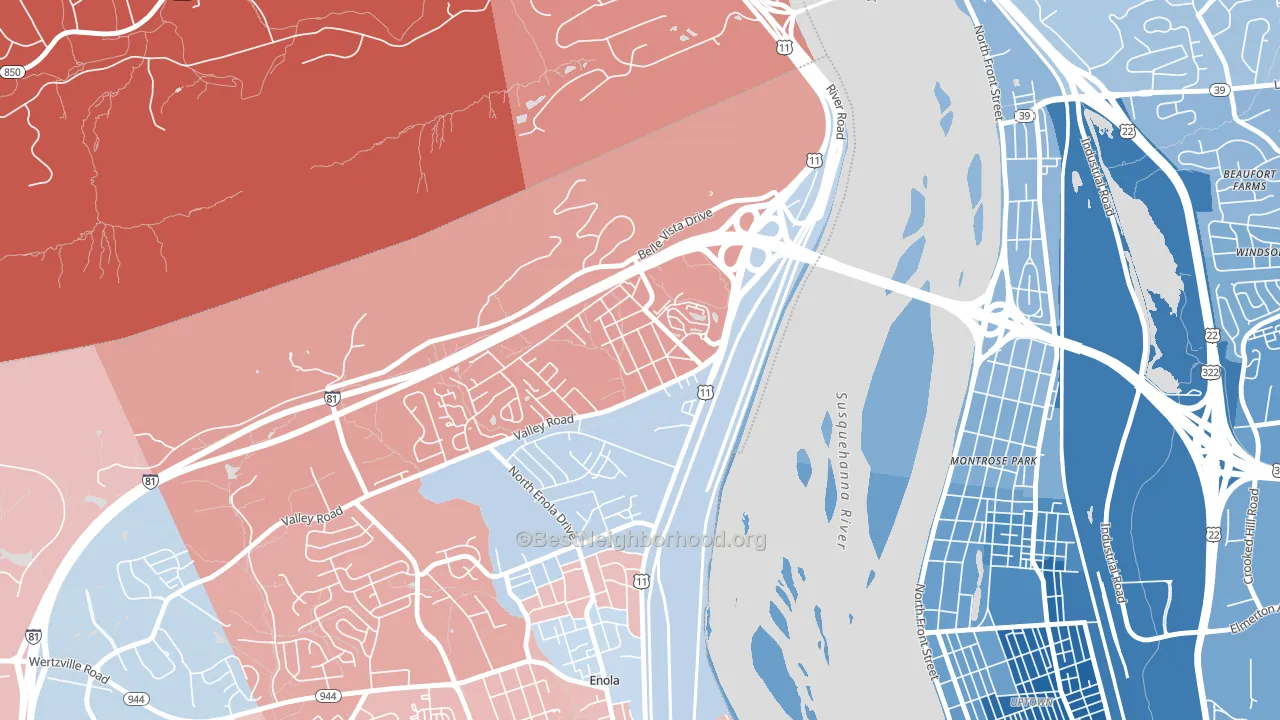 17093, PA block-group political-lean map