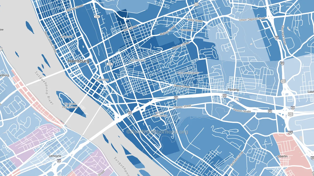 17104, PA block-group political-lean map