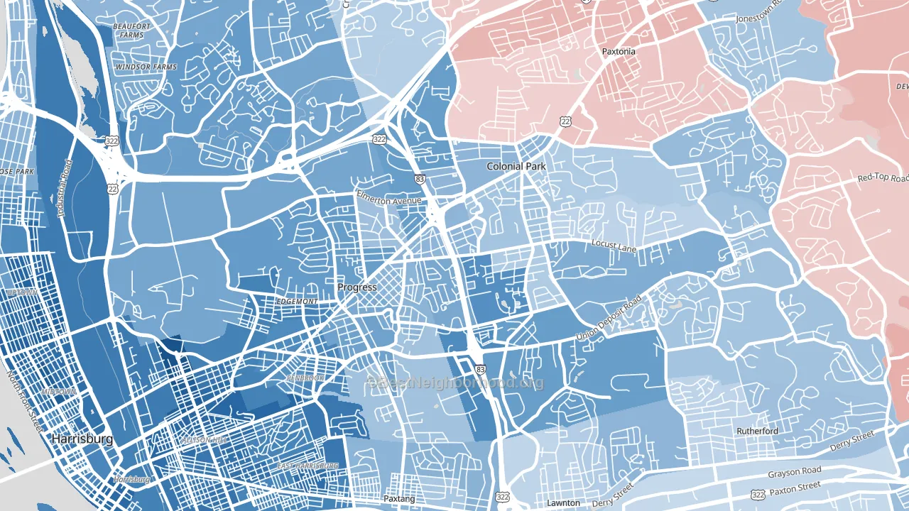 17109, PA block-group political-lean map