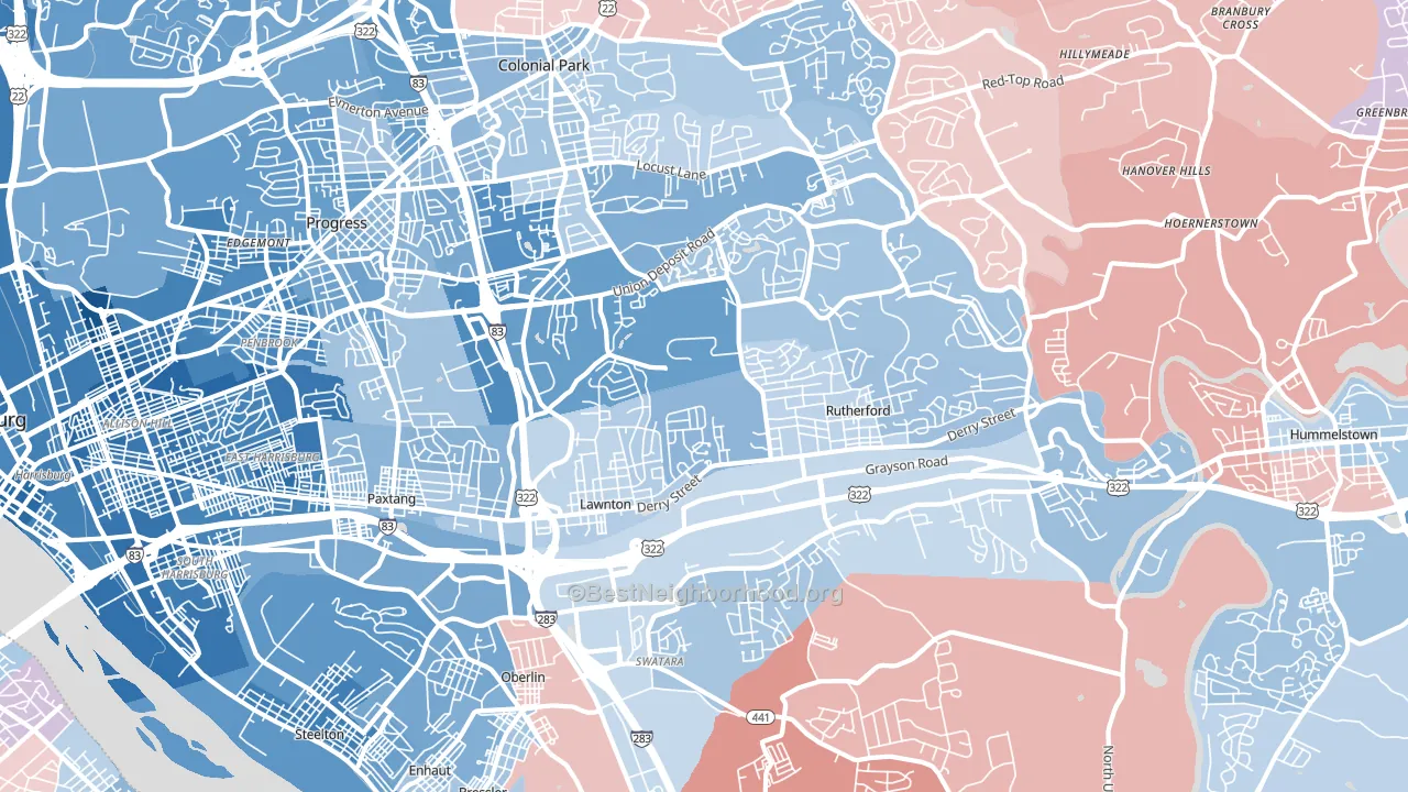 17111, PA block-group political-lean map