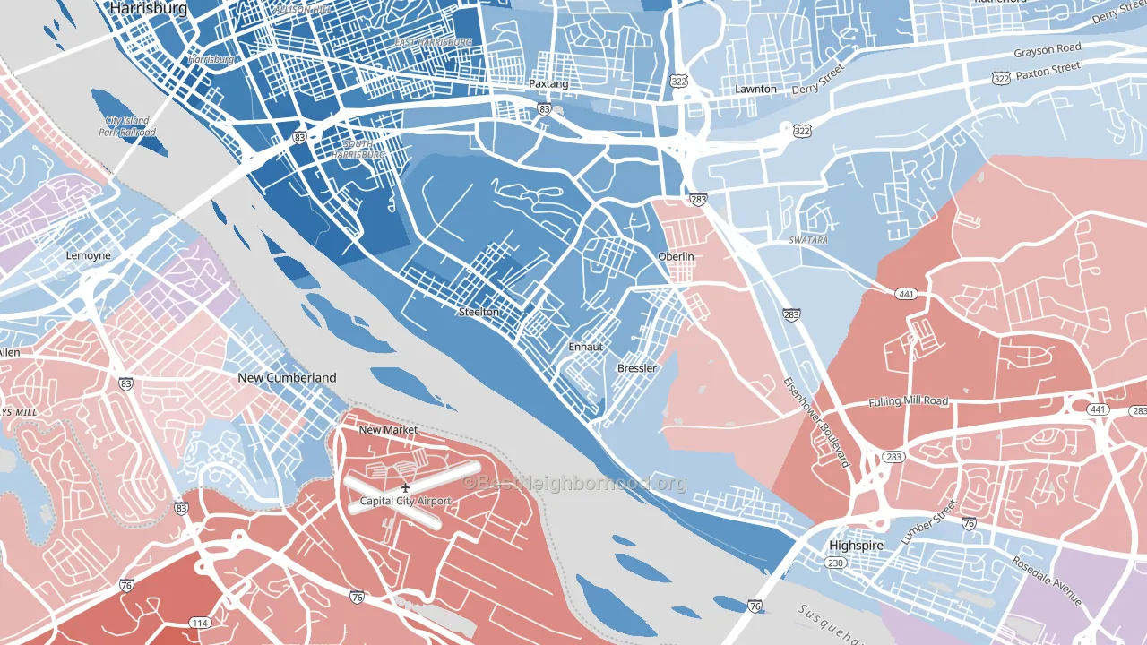 17113, PA block-group political-lean map