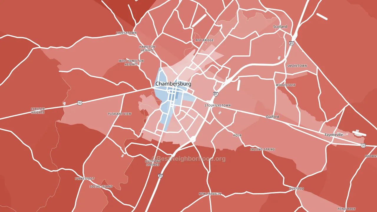 17202, PA block-group political-lean map