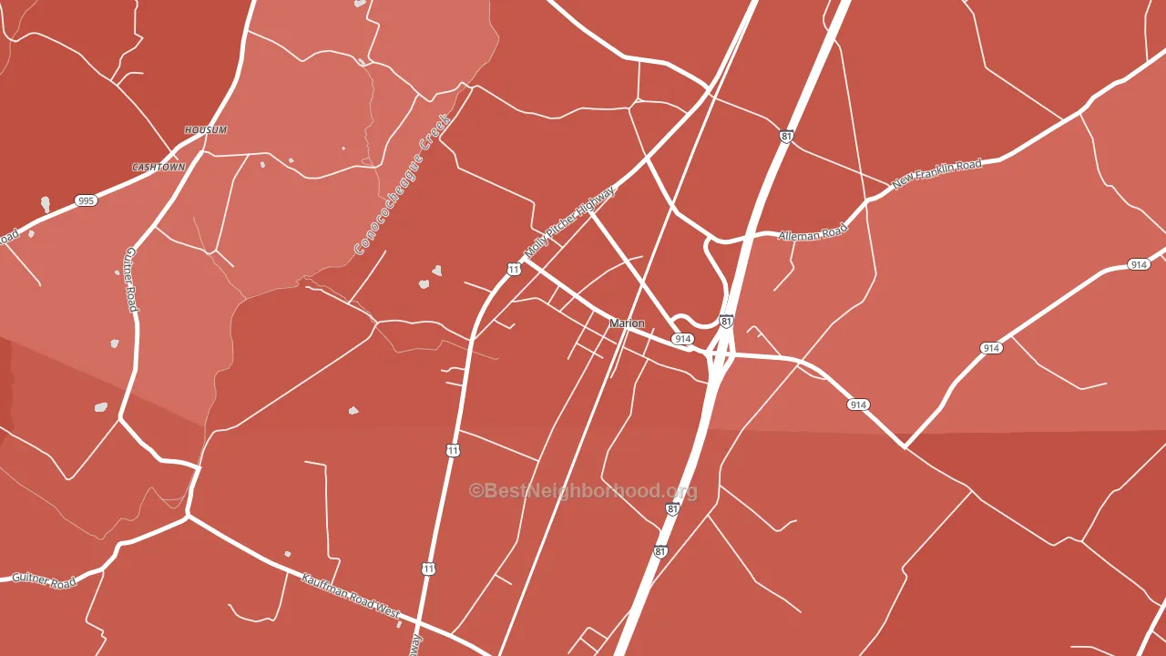 17235, PA block-group political-lean map