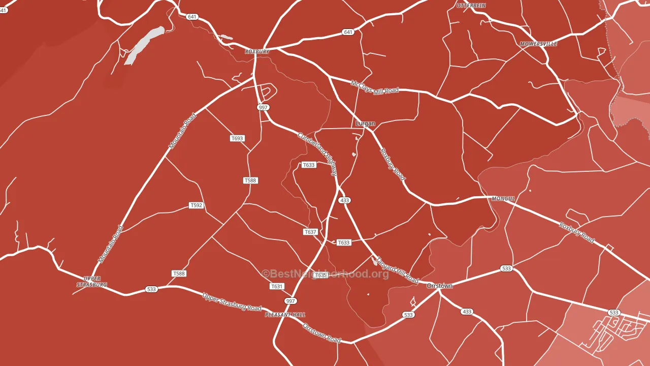17244, PA block-group political-lean map